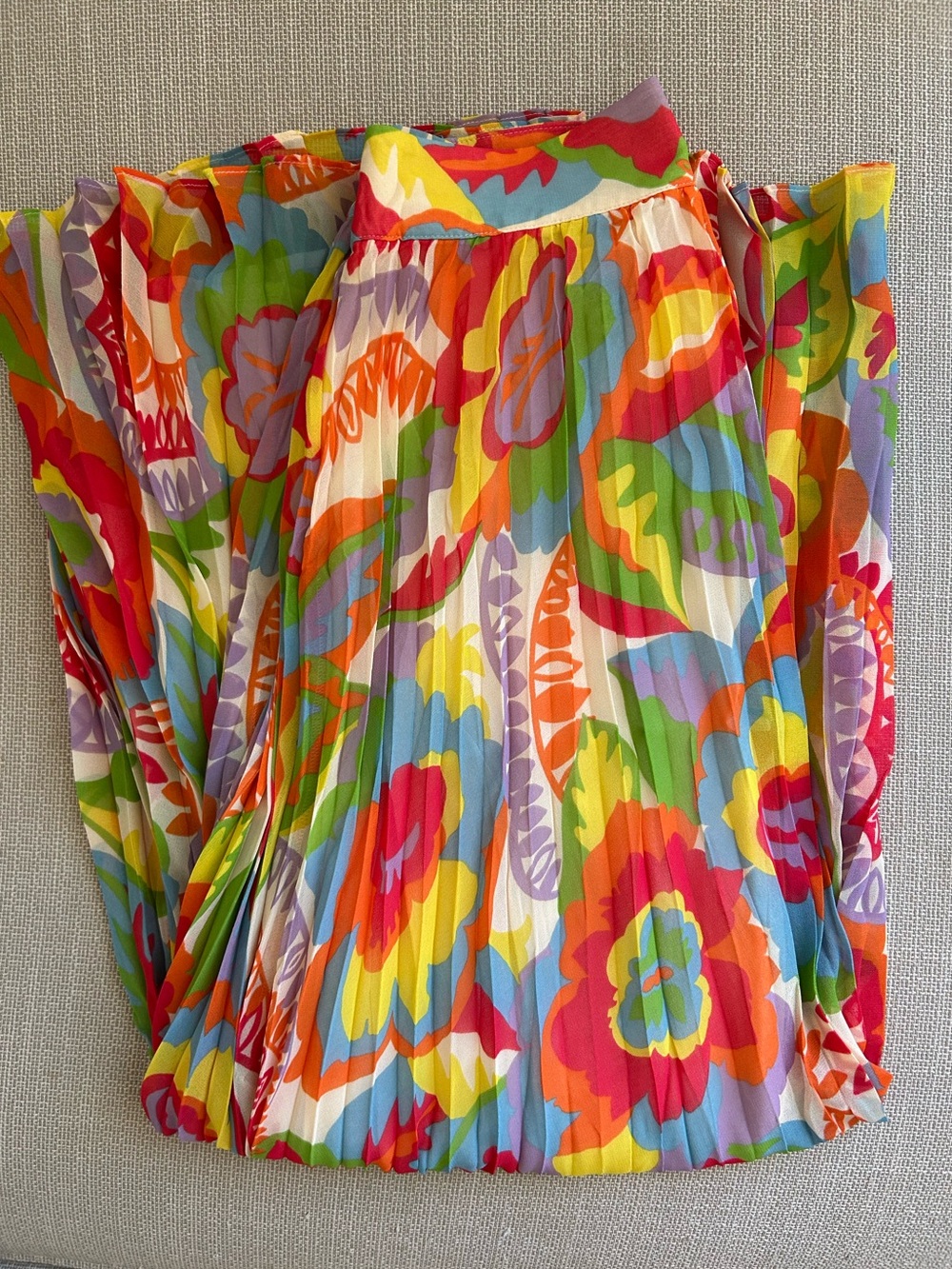 Sezane Dilo Midi Skirt Seventies Floral Pleated French Colorful Retro - Picture 4 of 9